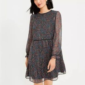 LOFT Vibrant Paisley Long Sleeve Dress